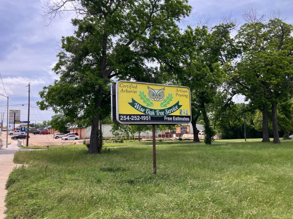 Wise Oak Tree Service sign
